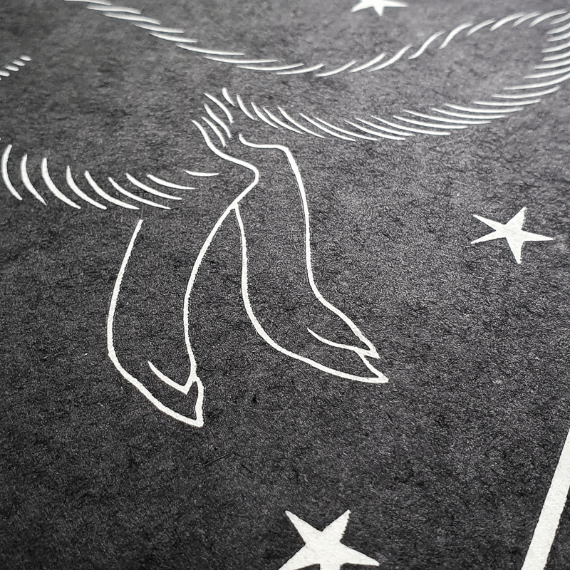 Closeup of linocut paper texture