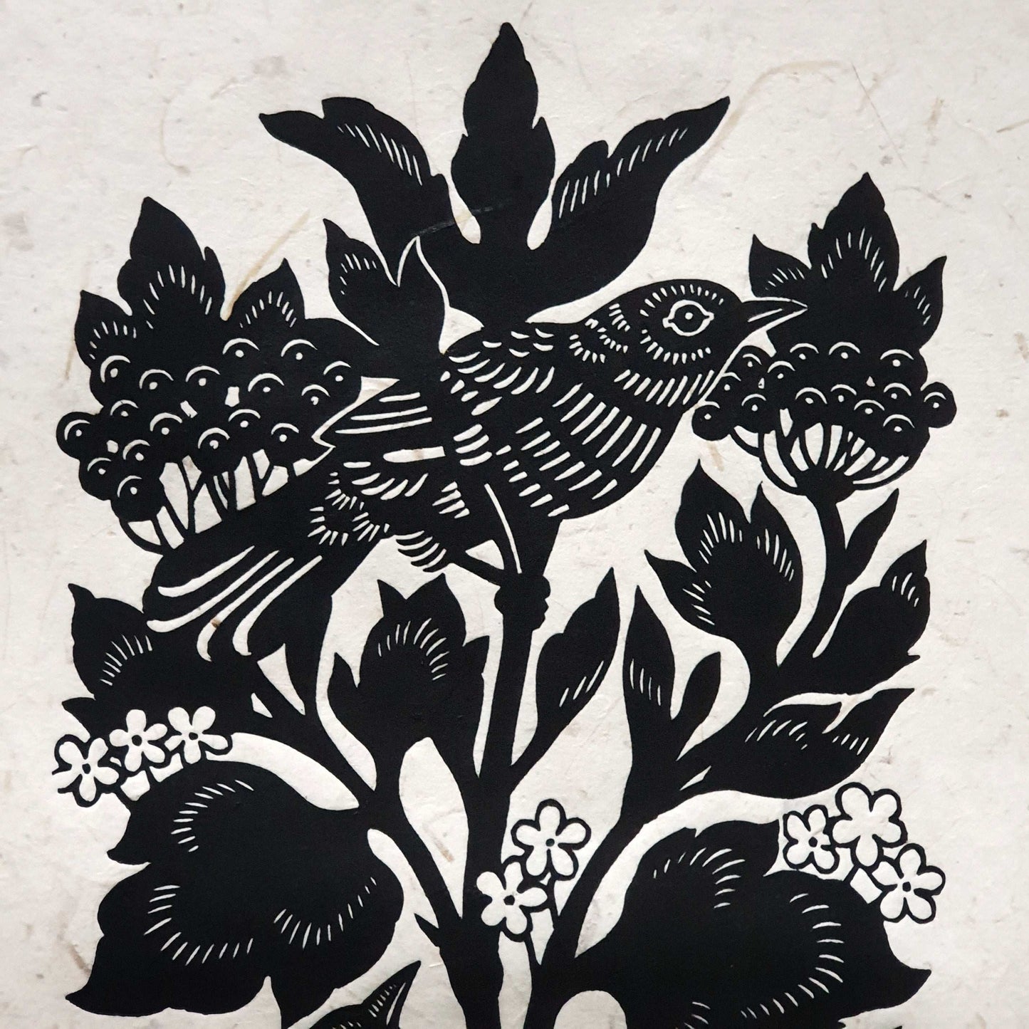 Detail of a nightingale block print