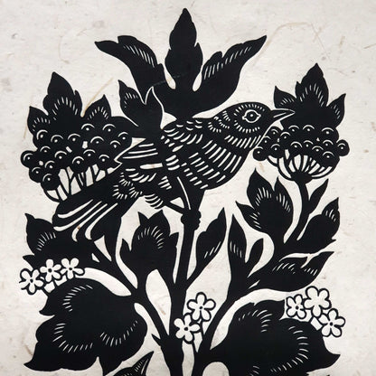 Detail of a nightingale block print