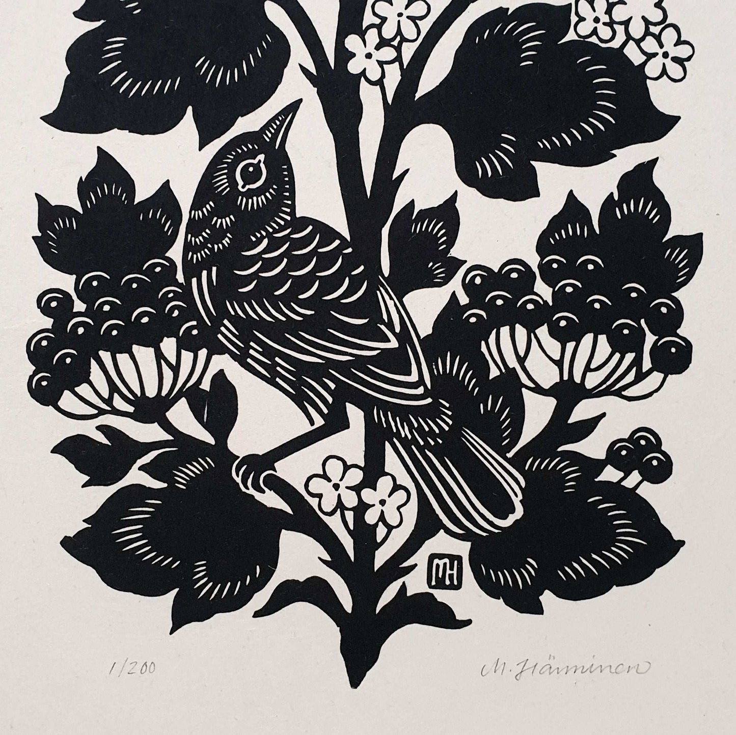 Detail of a bird relief print