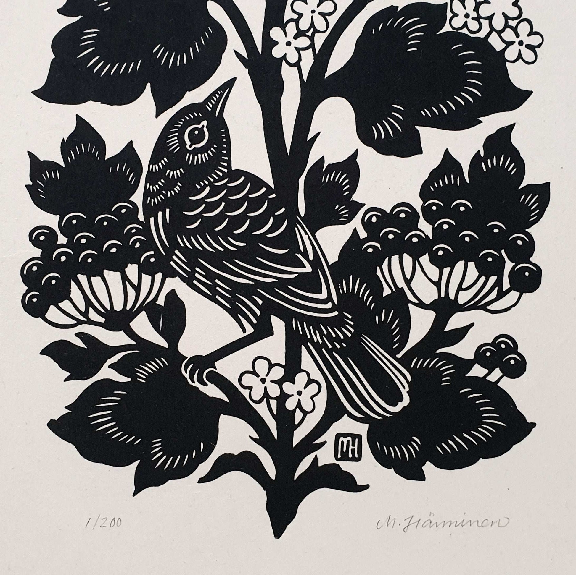 Detail of a bird relief print