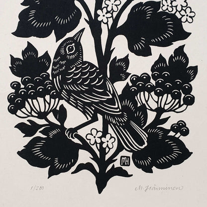 Detail of a bird relief print