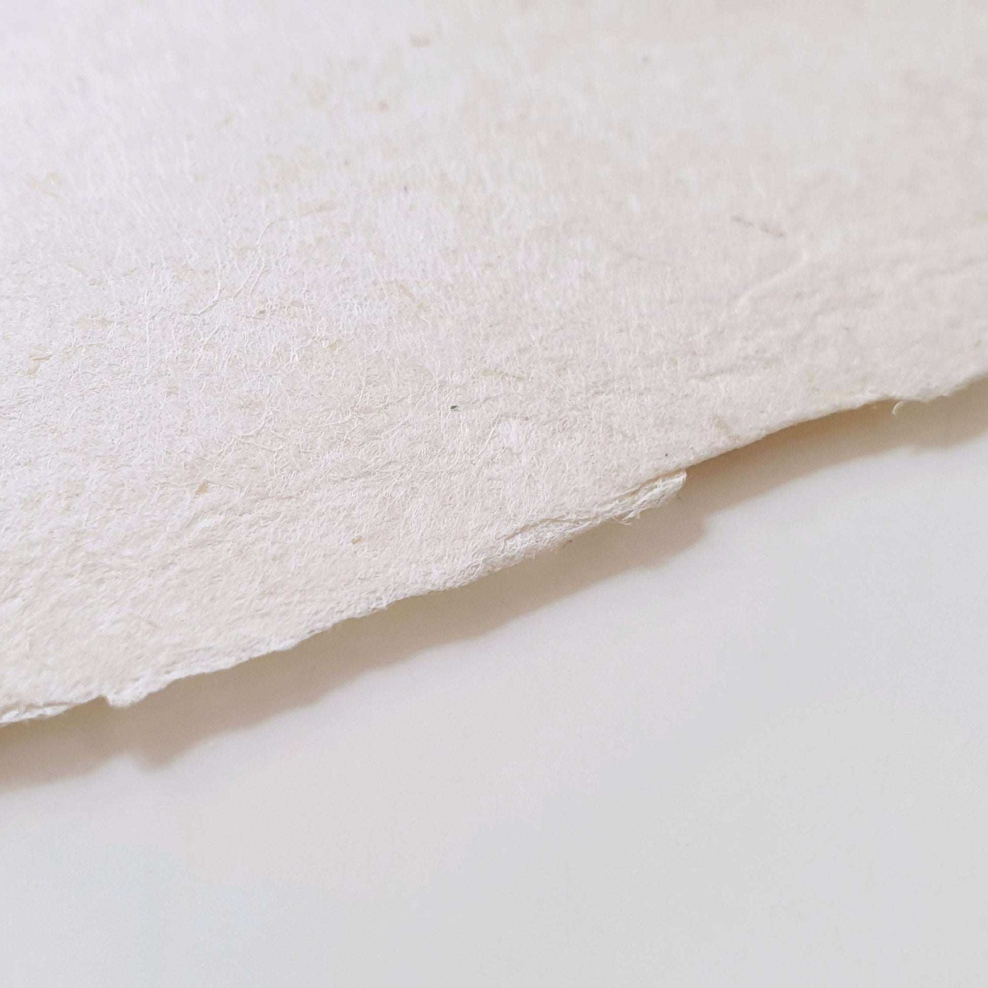 Closeup shot of white handmade paper with deckle edge