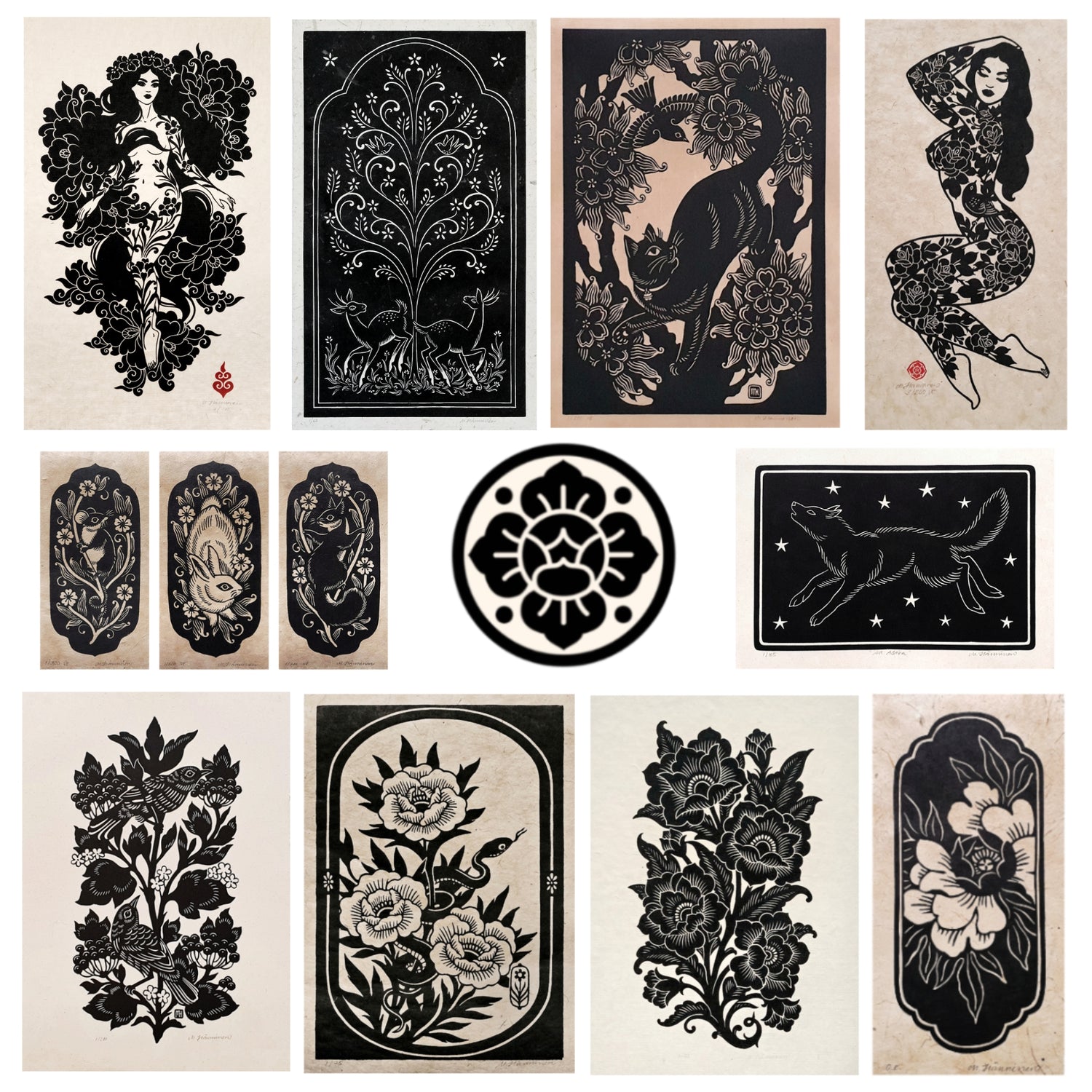 Linocut prints by Maarit Hänninen