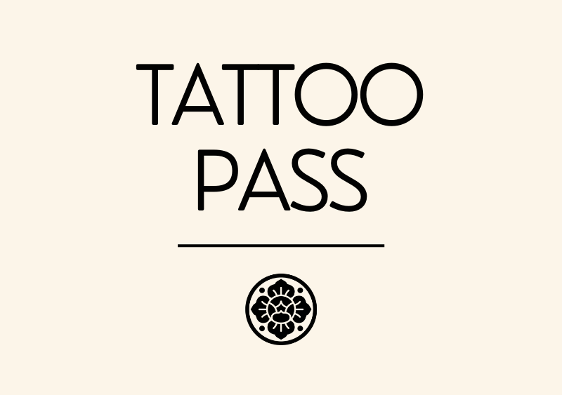 Tattoo pass banner with flower logo