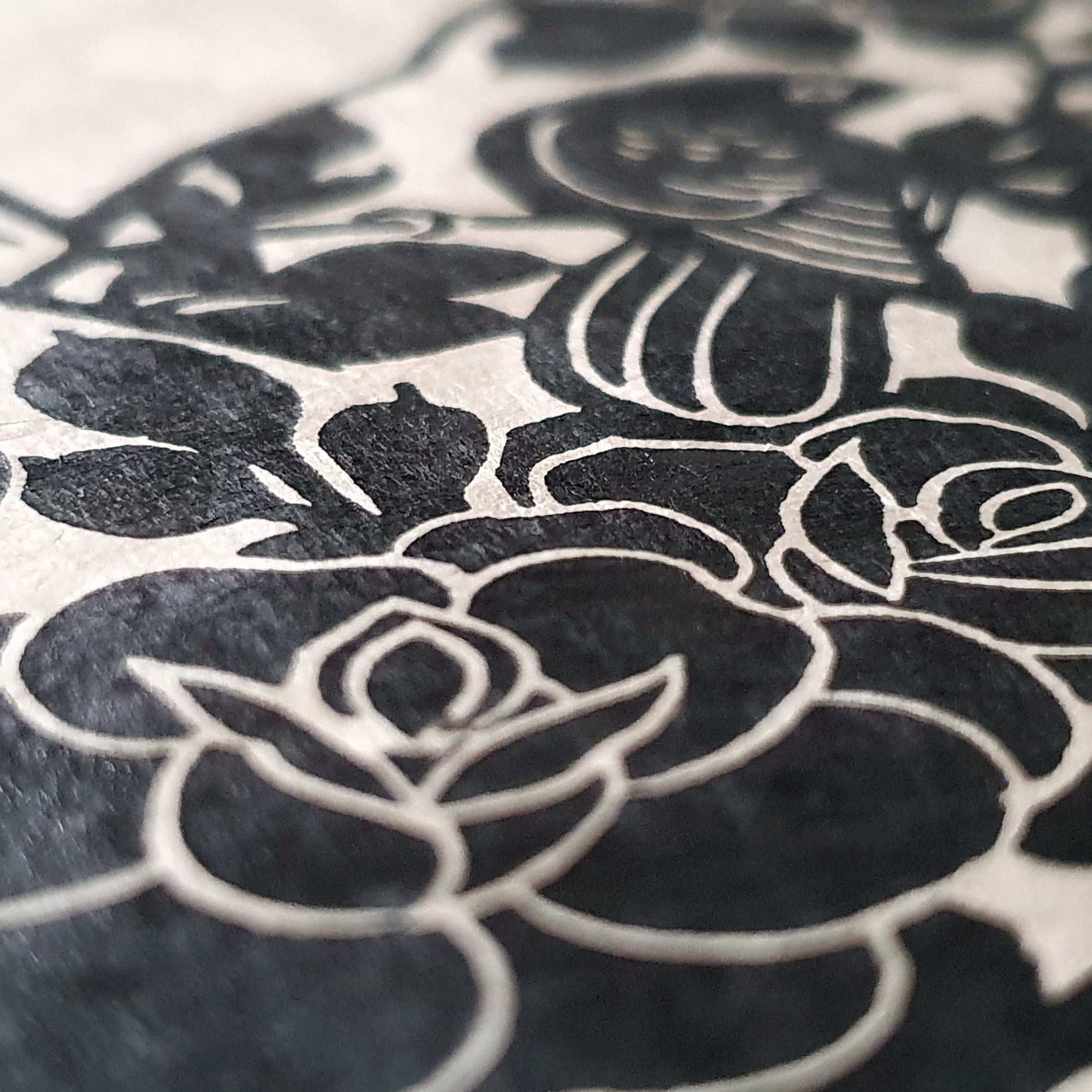 Detail of linocut paper texture